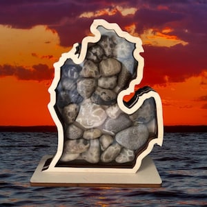 Michigan Shadow Box *Mitten for Lake Superior agates, sea glass, Petoskey, Yooperlites, rocks etc.