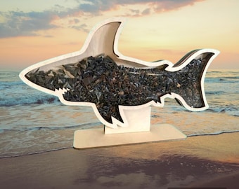 Shark Shadow box for shark teeth, sea glass, shells, agates, crystals etc. Shark tooth Display!
