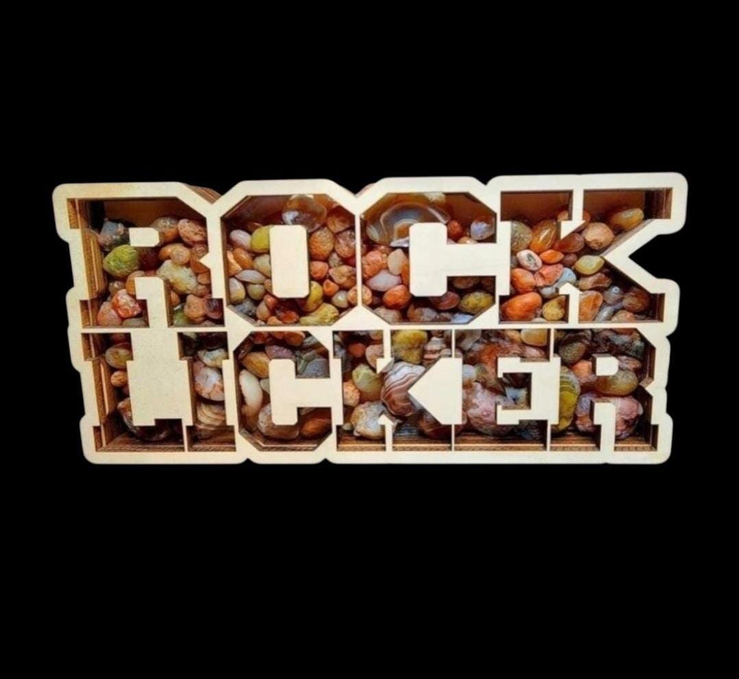 Rock Licker shadow box for Lake Superior agates, sea glass, rocks, beach glass. Rock Licker!