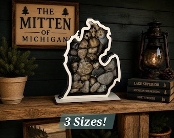 Michigan Mitten Shadow Box for Lake Superior Agates, Petoskey Stones *The Original
