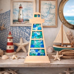 Lighthouse Sea glass Shadow Box | Lake Superior agates | Rocks | shells