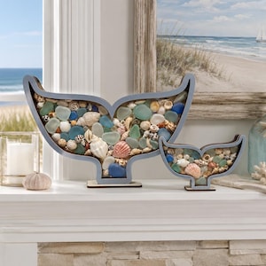 Whale Tail Sea glass Shadow Box *Fluke Coastal decor display