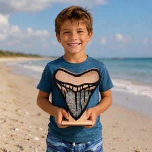 Megalodon Shark Tooth Display Box: Sea Glass, Shells, Crystals 2