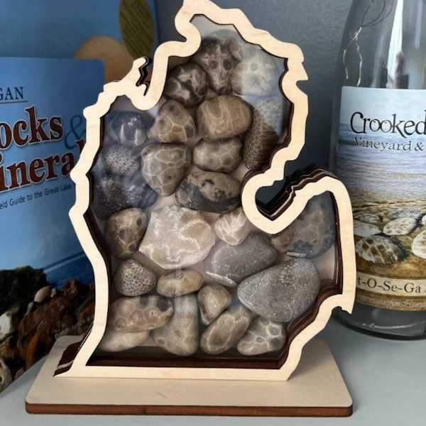 Michigan Shadow Box for Petoskey Stones | Lake Superior Agate | Sea Glass Display Box *The Original