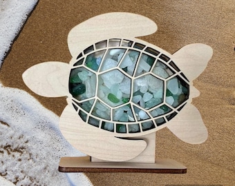 Sea Turtle Shadow Box for Lake Superior Agates Beach Glass