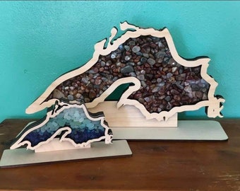 Lake Superior (The original) Agate shadow box for your Lake Superior Agates, agates, beach glass, rocks, Premium box made from Maple ply!