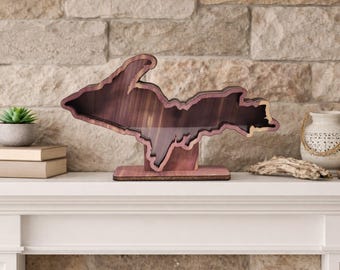Michigan UP Cedar Shadow Box: Lake Superior Agate | Sea Glass Display