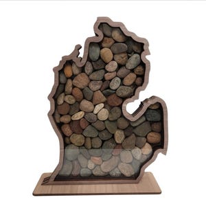 Michigan Shadow box *Walnut for Lake Superior agates, Petoskey stones, Yooperlites