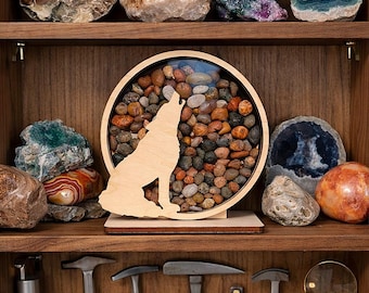 Wolf Sea Glass Shadow Box: Lake Superior Agates, Beach Glass, Seashells etc.