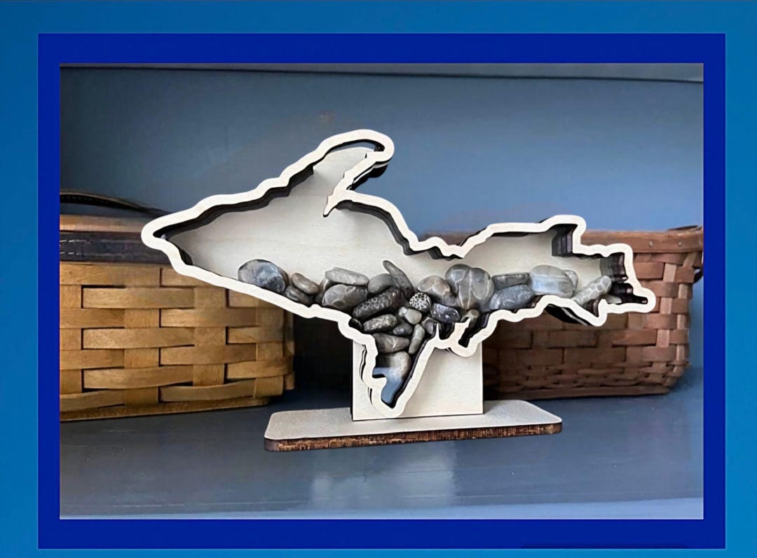 Michigan Upper Peninsula Shadow Box for Lake Superior agates | Yooperlites | Petoskey stones | UP