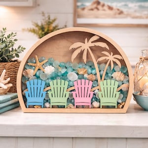 Beach Seashell Shadow Box: Sea Glass keeper | Shark teeth | Rock Storage display 1