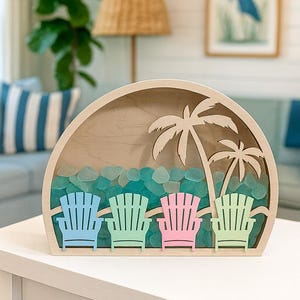 Beach Seashell Shadow Box: Sea Glass keeper | Shark teeth | Rock Storage display 1 afbeelding 4