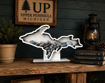 Michigan Upper Peninsula Shadow Box for Lake Superior agates | Yooperlites | Petoskey stones | UP