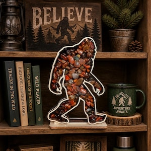 Bigfoot Shadow Box | Lake Superior Agate Display Yeti, Sasquatch Cabin Home decor