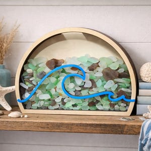 TIDAL WAVE Sea Glass Display | Seashell keeper, Shark teeth Shadow box 1