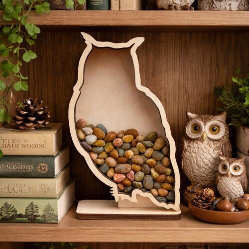 Owl shadow box for your lake superior agates, beach glass, rock box , etc.