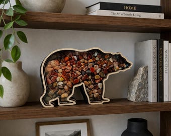Bear Shadow Box for Lake Superior Agates | Beach Glass Display, Sea glass rocks