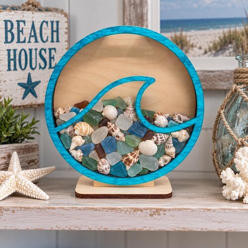 Wave Shadow Box: Shark Teeth | Sea Glass | Shells 1