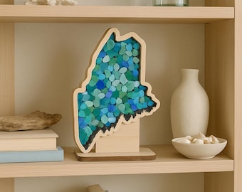 Maine State Shadow Box: Beach Finds Display | Sea glass | Rocks | Shells