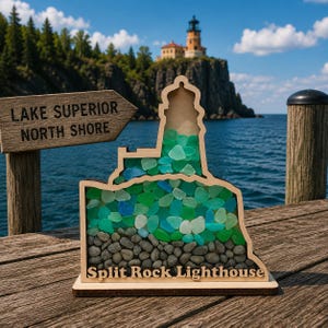 Lighthouse Shadow box "Split Rock" for your Lake Superior agates, sea glass, rocks etc.