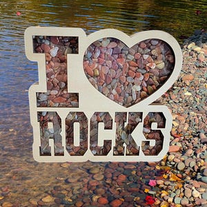 I Love Rocks shadow box for rocks, Lake Superior agates, agates, beach glass, crystals, etc. Stones, yooperlites, puddingstone