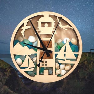 Lighthouse Shadow Box Clock: Lake Keepsake Display