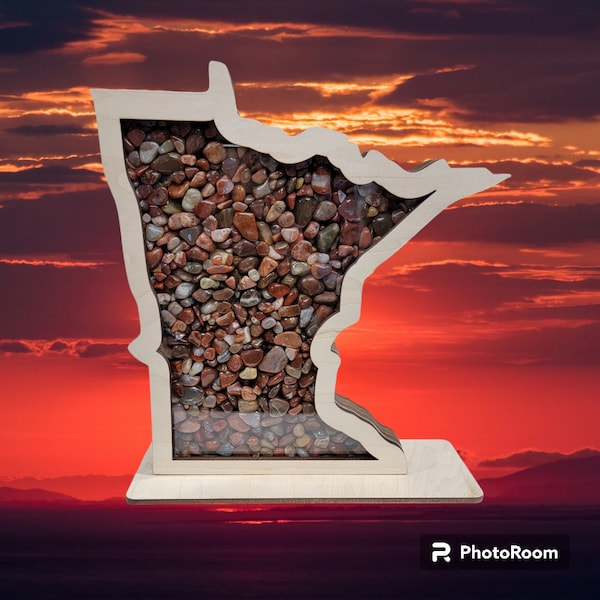 Minnesota (The original) shadow box 3 SIZES *Free Shipping* made for your Lake Superior Agates, agates, beach glass, We stock all 50 states