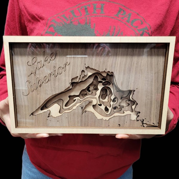 Lake Superior lake 3D map for desk, mantle or wall with acrylic on front! Check the video out for these beauties!!