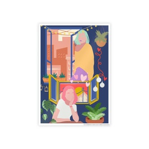 90s Retro Wlw TV Show Art Gloss Poster, lesbian, queer, bisexual, lgbt pride