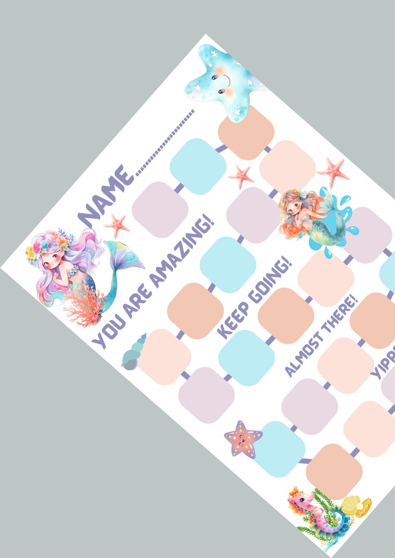 Printable Mermaid Reward Chart for Children DIGITAL FILE Sticker Chart ...