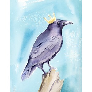 Raven Watercolor Print Bird Wall Art Crow Watercolor Giclee Print Raven Wall Art Print Black Bird Painting by Eugenia Ciotola image 2