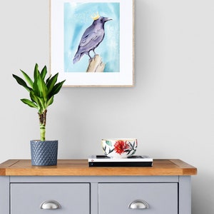 Raven Watercolor Print Bird Wall Art Crow Watercolor Giclee Print Raven Wall Art Print Black Bird Painting by Eugenia Ciotola image 4