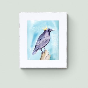 Raven Watercolor Print Bird Wall Art Crow Watercolor Giclee Print Raven Wall Art Print Black Bird Painting by Eugenia Ciotola image 3