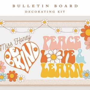 Boho Bulletin Board Kit, Retro Classroom Decor | Love Flowers Classroom