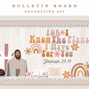 Primary – New Testament – Bulletin Board Kit, Church Decor | Easter Bulletin Board | Modern Classroom Decor | Jesus | Flowers