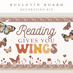 Butterfly Bulletin Board Kit, Retro Classroom Decor | Wildflower Classroom | Boho Butterflies