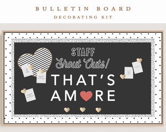 Personeel Shout Out Bulletin Board Kit, Retro klaslokaal Decor | Valentijn prikbord | Harten | Prikbord in de klas