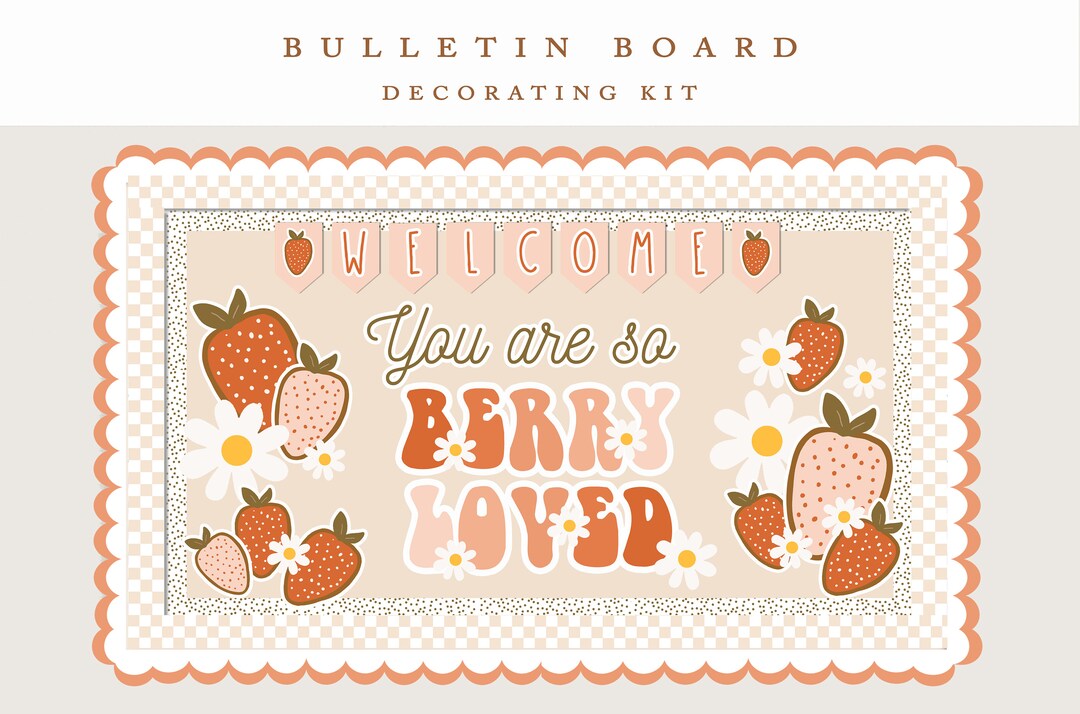 Strawberry Bulletin Board Kit, Fruity Decor Fruit Bulletin Board Modern