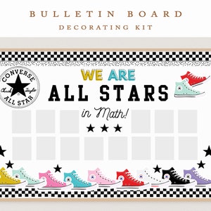Chucks Bulletin Board Kit, Sneaker Classroom Decor | Checkered Classroom | All Star Bulletin Board Kit