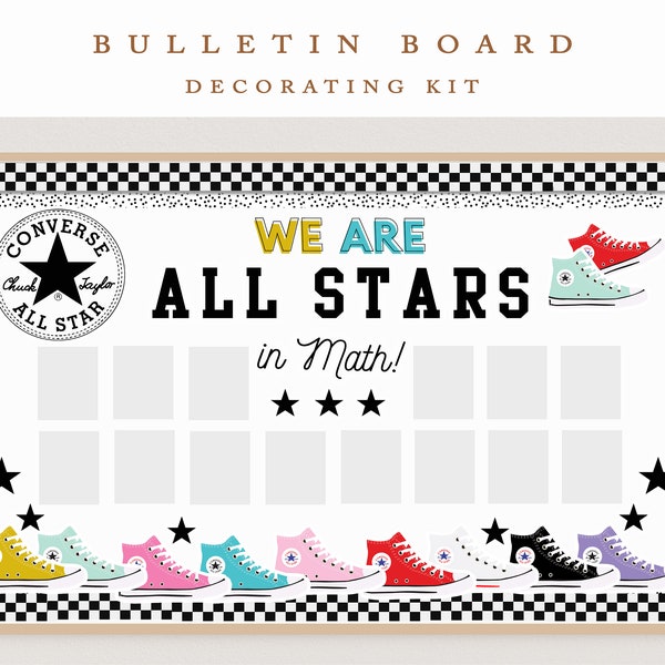 Chucks Bulletin Board Kit, Sneaker Classroom Decor | Checkered Classroom | All Star Bulletin Board Kit