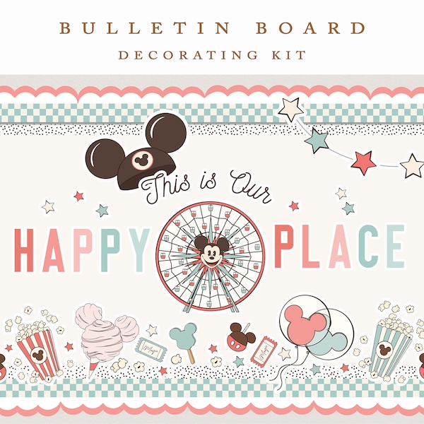 Magical Mouse Bulletin Board Kit, Mouse Classroom Decor | Retro Classroom | Cotton Candy | Ferris Wheel