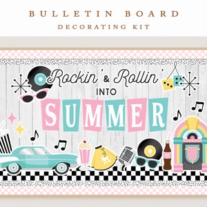 50's Diner Retro Bulletin Board Kit, 50's Decor | Retro Bulletin Board | Modern Classroom Decor | Grease | Poodle Skirt