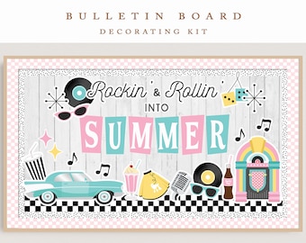 50's Diner Retro Bulletin Board Kit, 50's Decor | Retro Bulletin Board | Modern Classroom Decor | Grease | Poodle Skirt