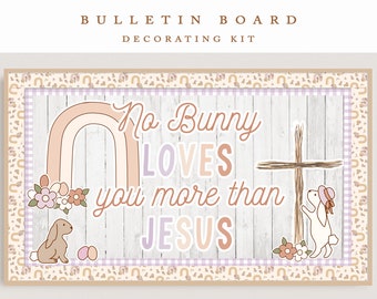 Boho Bulletin Board Kit, lente klas decor | Paasprikbord | Modern klaslokaaldecor | Konijntje | Bloemen