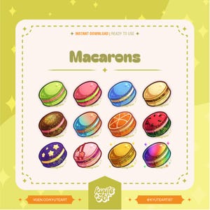Insignias Macarons Twitch | Subs | Bits | Kawaii | Emotes | Postre | Comida | Dulce | Estético