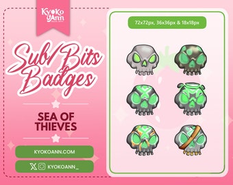 SEA OF THIEVES Twitch bagdes | Subs | Bits | Stream | Kawaii | Videogame | Emotes | Pirates | Skulls | Aesthetic