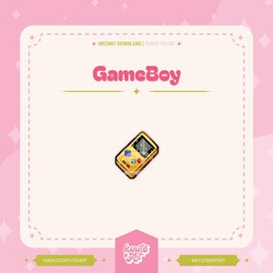 Puede incluir: Una consola de videojuegos portátil Game Boy amarilla con una pantalla negra y botones coloridos. La consola está aislada sobre un fondo blanco.
