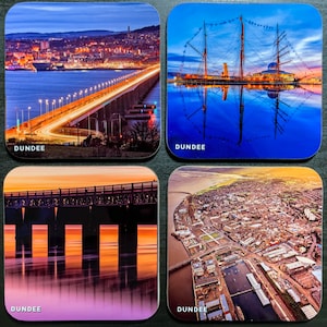 Dundee Photo Coasters (Set of 4) - Scotland Landscape Photo Coasters Unique Gift Outlander - Free UK Delivery