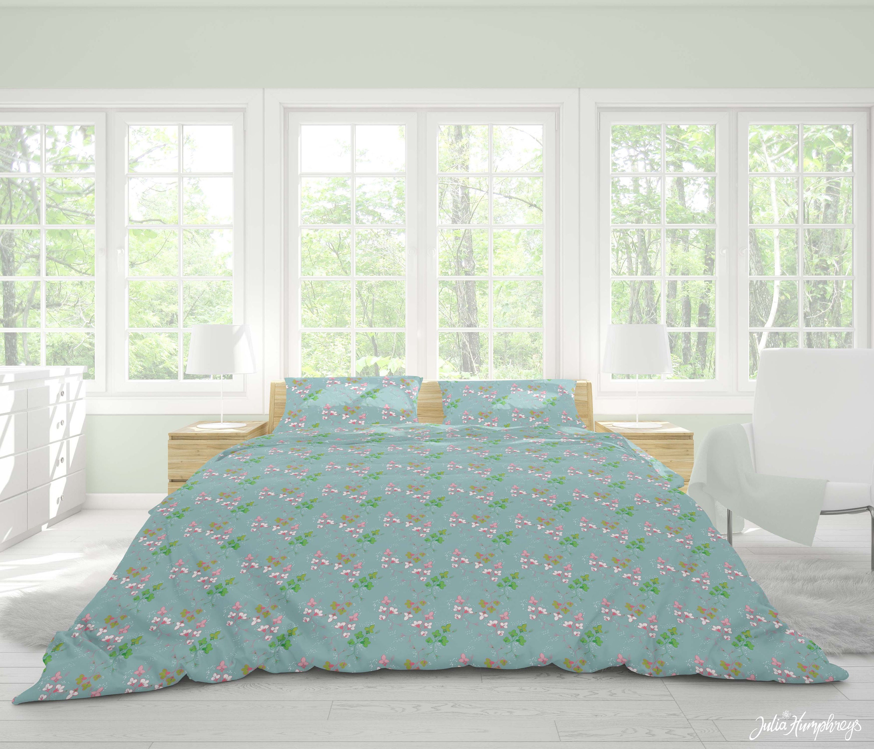 Ditsy floral duvet cover in blue contemporary floral bedding Etsy