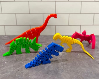 Flexi Dinosaurs: 3D Printed Fidget Toy for Kids/Adults, Stocking Stuffers, Christmas gift